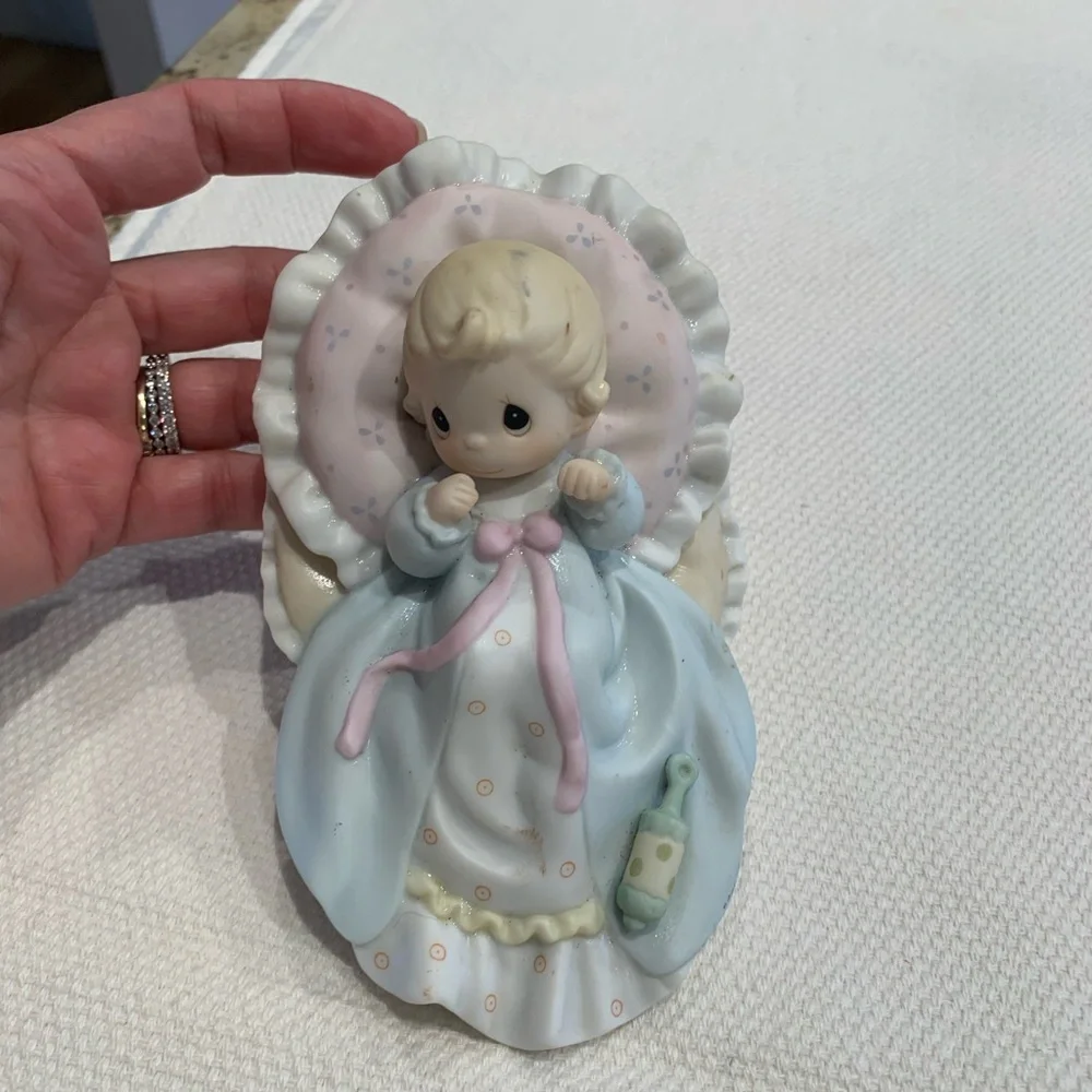 Vintage Enesco Baby Figurine with Pink and Blue Details